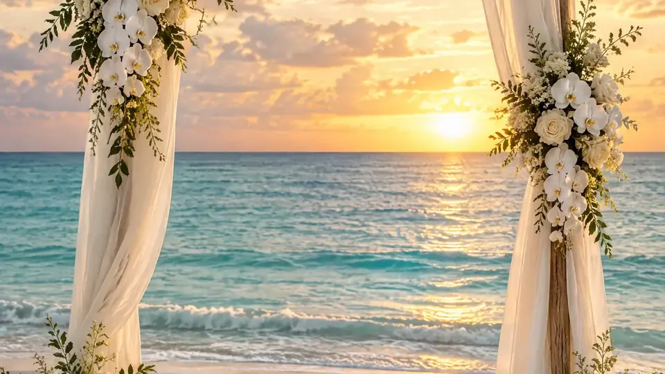 Arco de flores para una boda en la playa