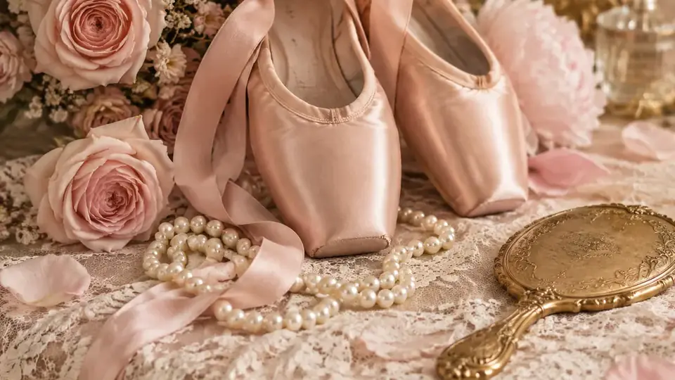 Zapatillas de ballet y rosas, detalles de una quinceañera