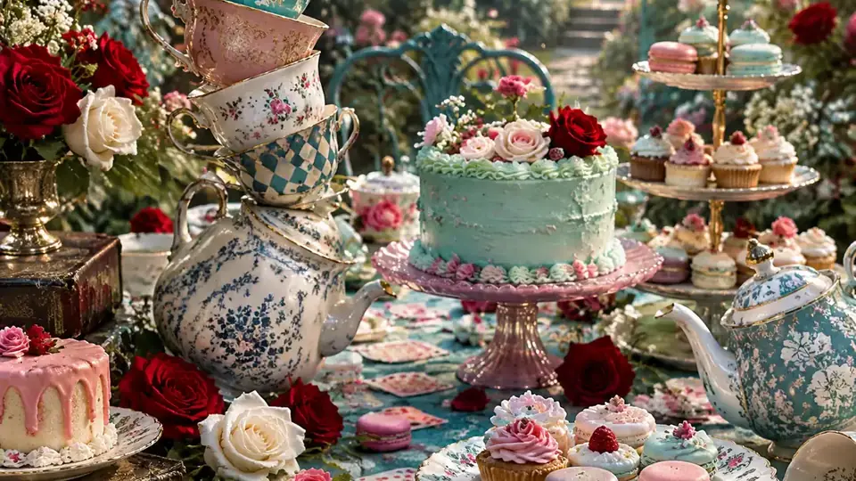 Mesa de té decorada para una fiesta de 15 años