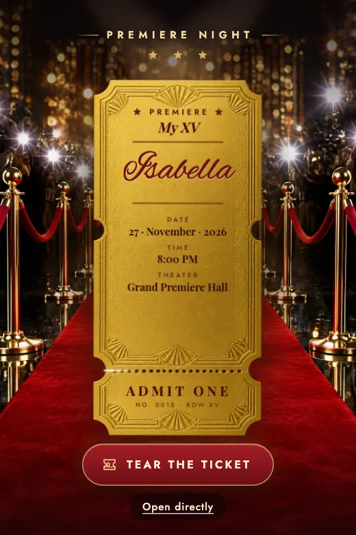 Digital quinceañera invitation, Red Carpet design