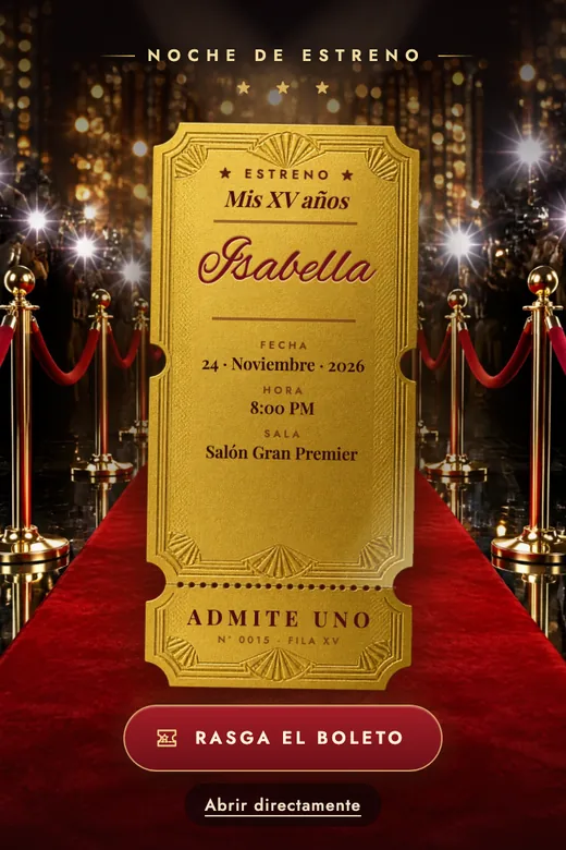 Invitación de 15 años digital, diseño Alfombra Roja
