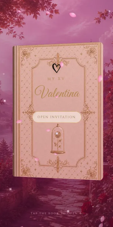 Digital quinceañera invitation, Fuchsia Aurora design