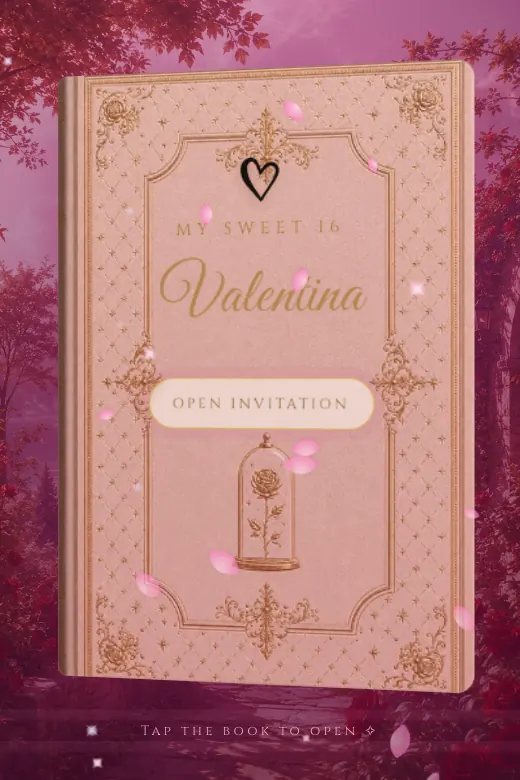 Digital Sweet 16 invitation, Fuchsia Aurora design