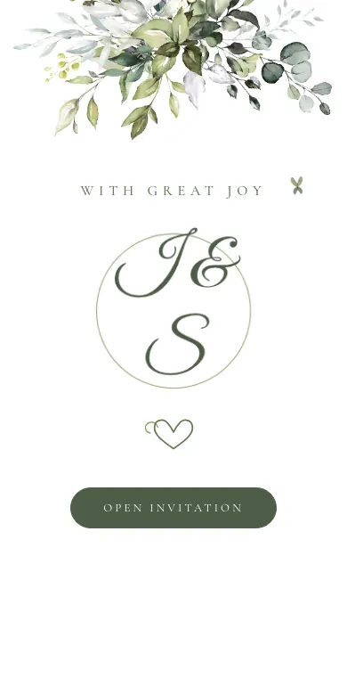 Digital weddings invitation, Eucalyptus design
