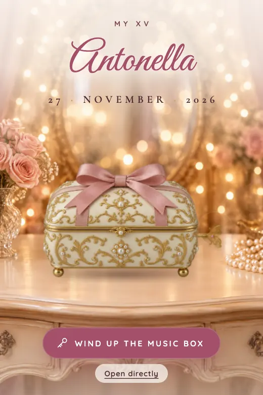 Digital quinceañera invitation, Music Box design