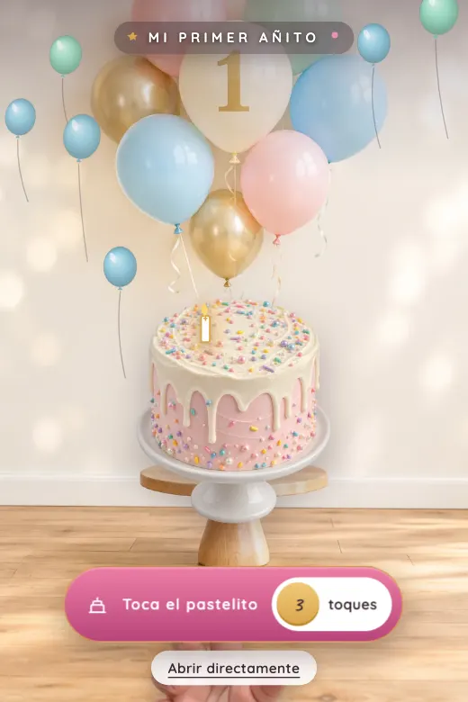 Invitación de primer añito digital, diseño Mi Primer Pastel