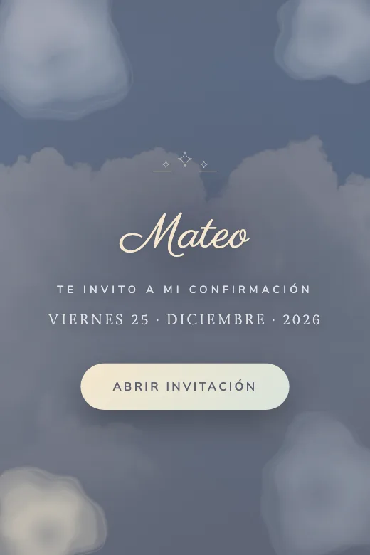 Invitación de primera comunión digital, diseño Confirmación Acuarela