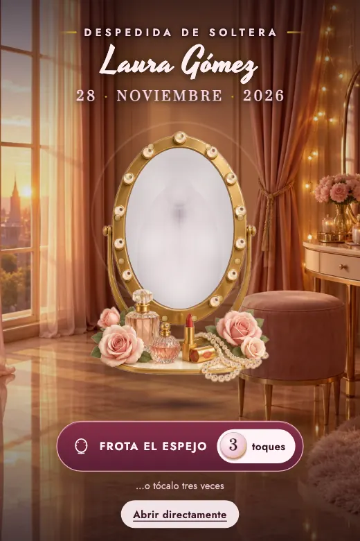 Invitación de despedida de soltera digital, diseño Espejo de Tocador