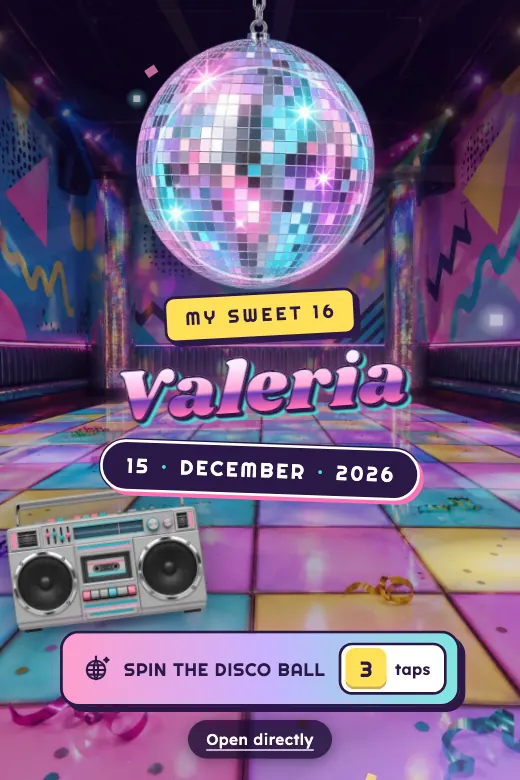 Digital Sweet 16 invitation, 80s Party design