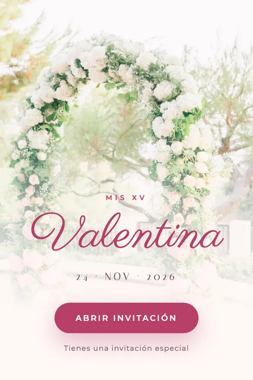 Invitación de 15 años digital, diseño Jardín Rosa