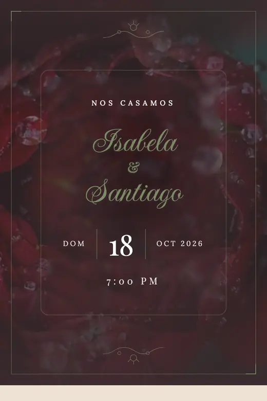 Diseño Jardín Victoriano — Grabado botánico antiguo · rosas granate y verde herbario
