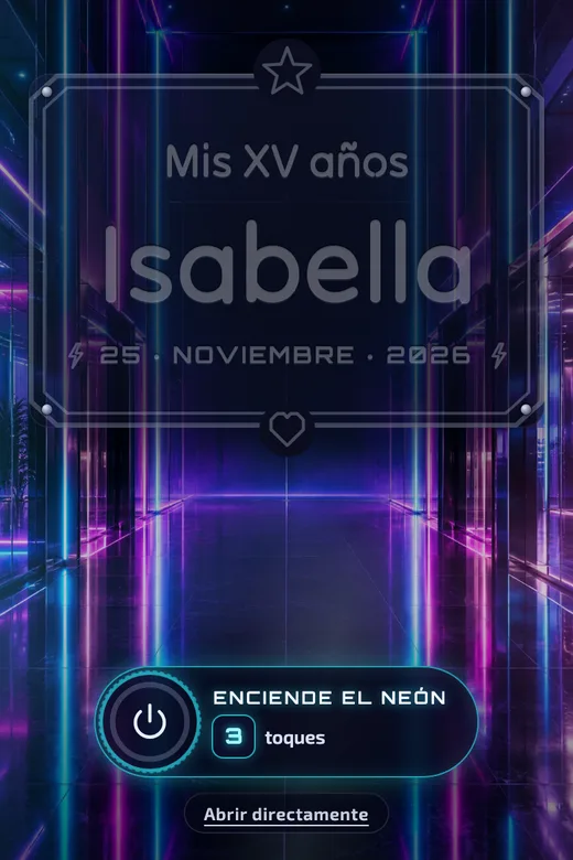 Invitación de 15 años digital, diseño Neón Futurista