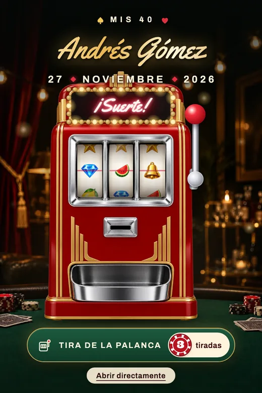Invitación digital de cumpleaños, diseño Noche de Casino