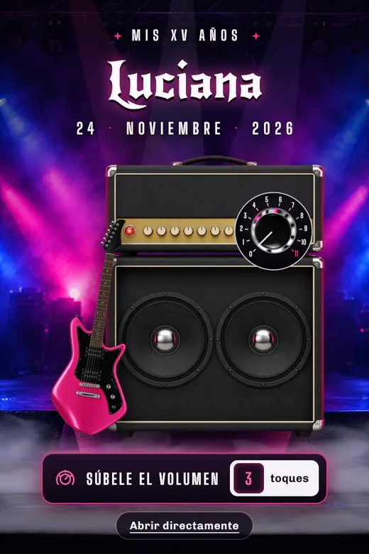 Invitación de 15 años digital, diseño Noche de Rock