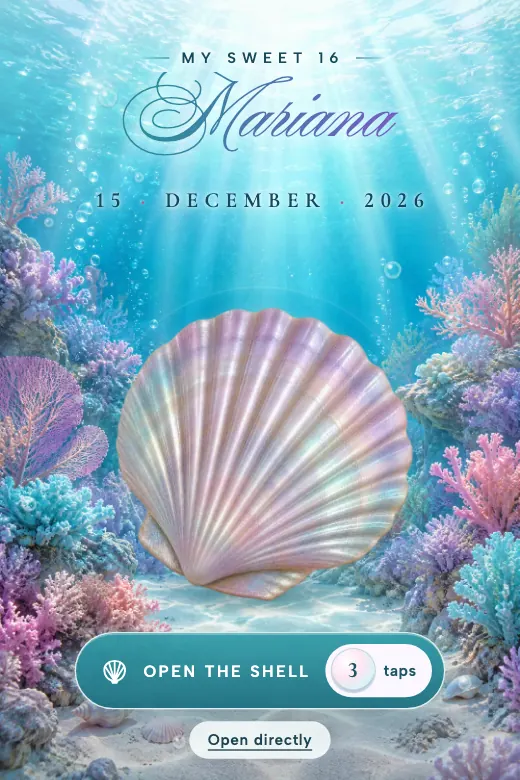 Digital Sweet 16 invitation, Ocean Pearl design