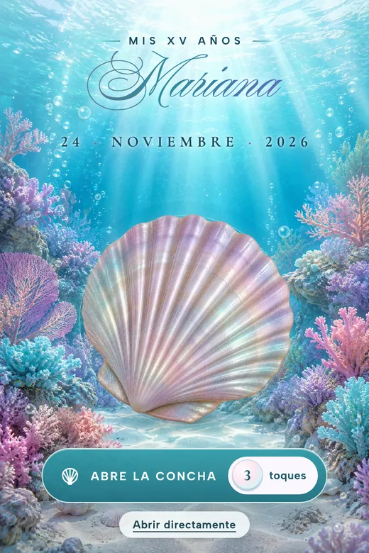 Invitación de 15 años digital, diseño Perla del Océano
