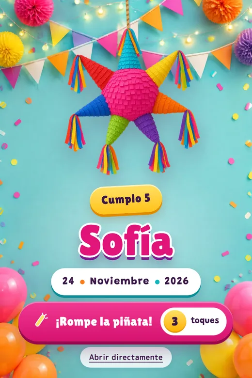 Invitación de cumpleaños digital, diseño ¡Piñata!