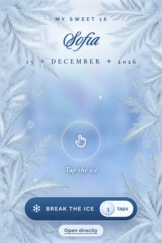 Digital Sweet 16 invitation, Ice Kingdom design