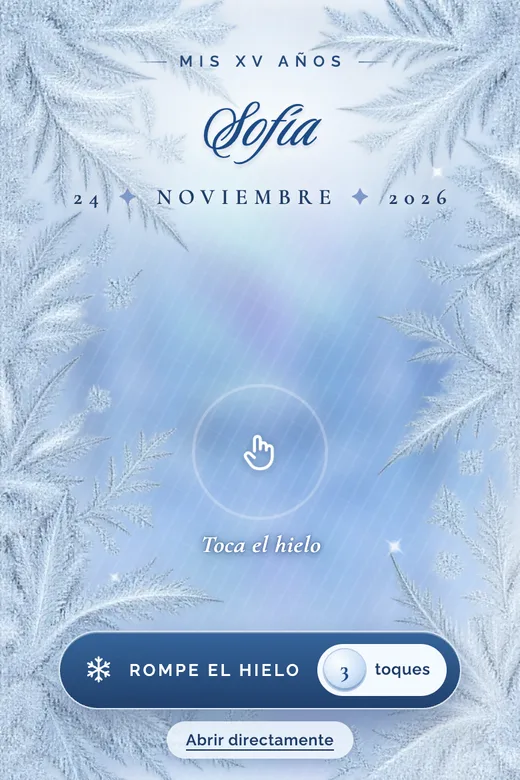 Invitación de 15 años digital, diseño Reino de Hielo