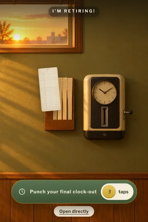 Digital retirement invitation, Final Clock-Out design