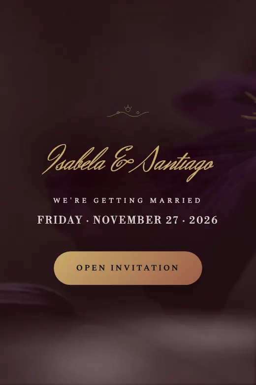 Free digital invitation for a wedding, Dark Romance design