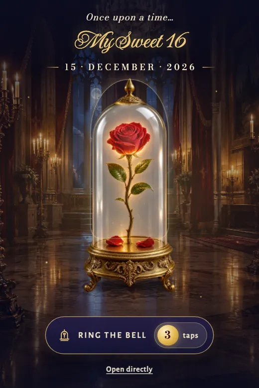 Digital Sweet 16 invitation, Enchanted Rose design