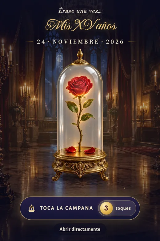 Invitación de 15 años digital, diseño Rosa Encantada