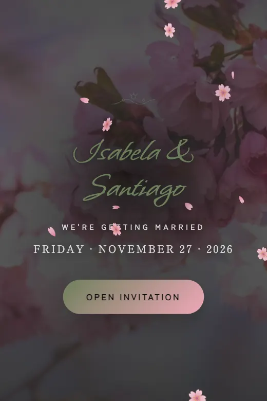 Free digital invitation for a wedding, Sakura design