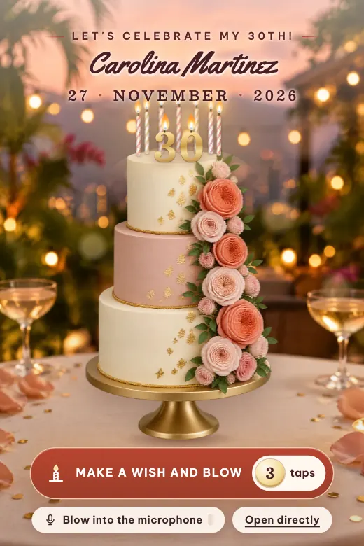 Digital birthdays invitation, Blow the Candles design