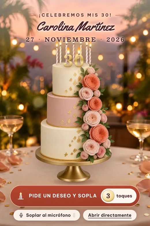 Invitación digital, diseño Sopla las Velas
