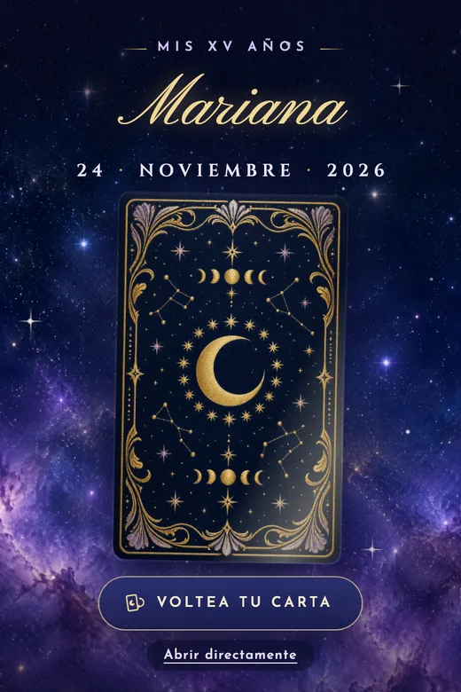 Invitación de 15 años digital, diseño Tarot de Luna