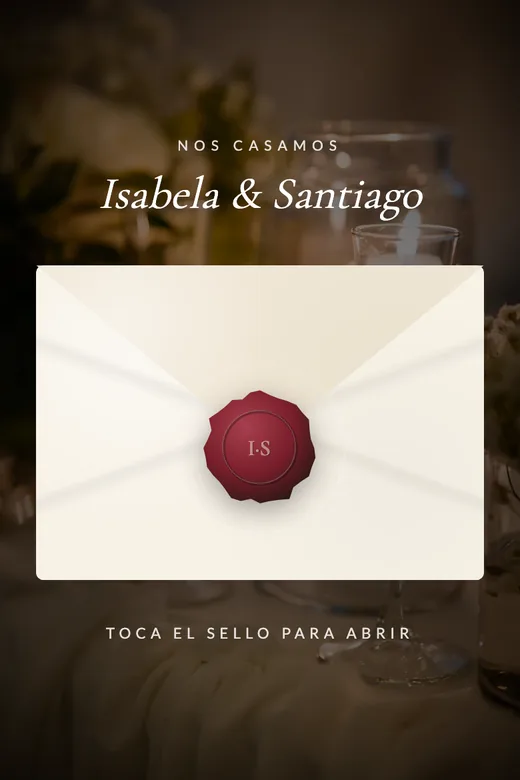 Invitación de bodas digital, diseño Sobre de Lacre