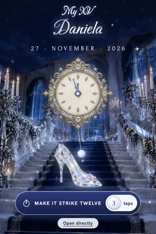 Digital quinceañera invitation, Glass Slipper design